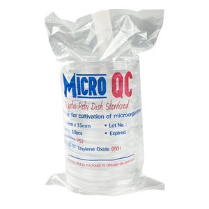 จานเพาะเลี้ยงเชื้อพลาสติกปราศจากเชื้อ Sterilized Petri Dish Plastic, Polystyrene ( Premium ) 90x15 mm ยี่ห้อ Micro QC
